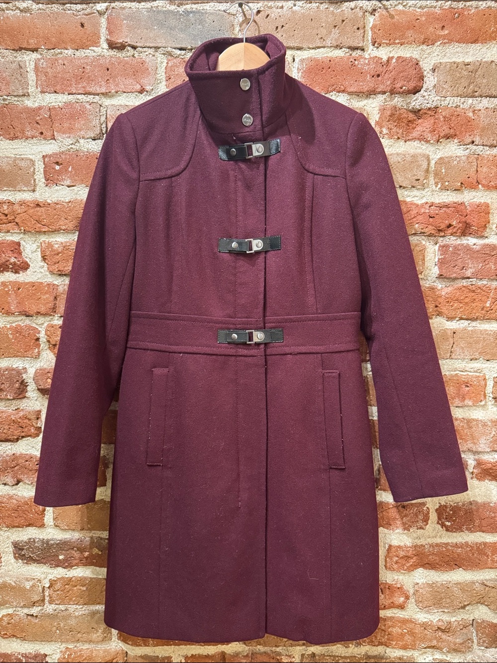 Kenneth Cole Women’s Burgundy Wool Coat